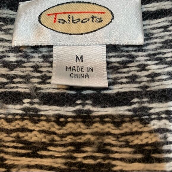 Talbots Cardigan Sweater Black & White Long Sleeve size Medium - Picture 6 of 7
